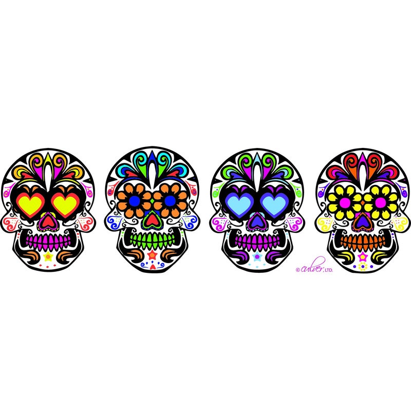 Culver Sugar Skulls Decorated Shot Glasses, 1.75-Ounce, Set of 4 - Image 2